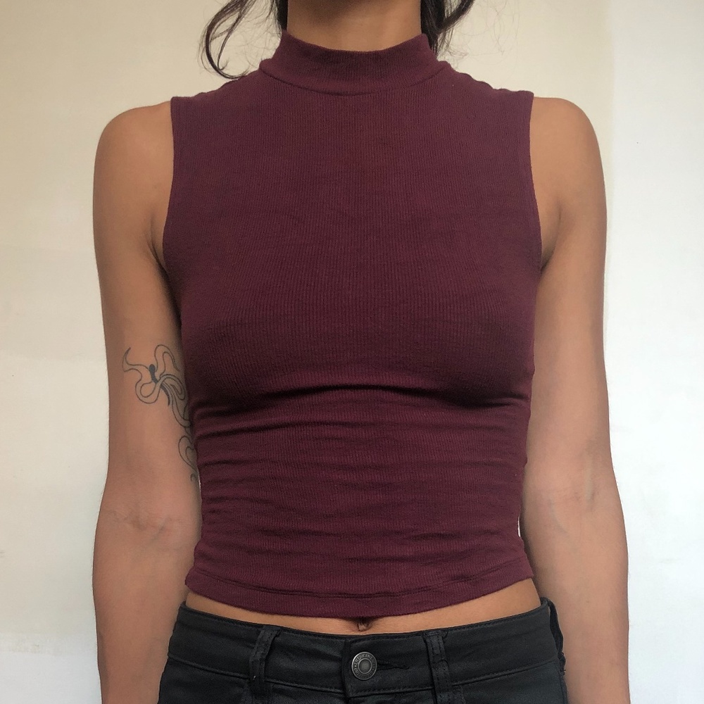 Sleeveless crop turtleneck